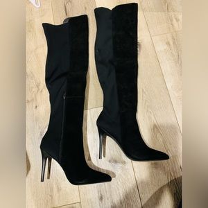 Charles by David black suede High Boots size 8
